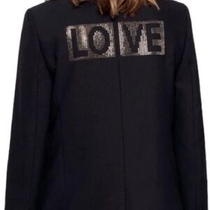 Zadig & Voltaire Victor Bis LOVE Embellished Black Blazer